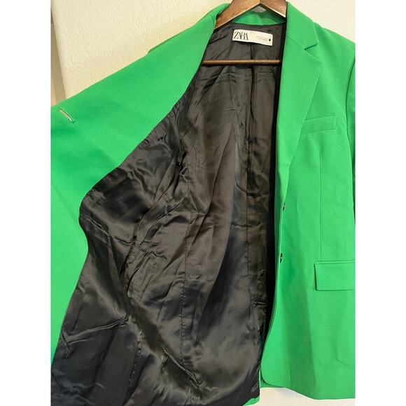 Zara Bright Green Double Button Blazer Jacket Size Small - Picture 7 of 7